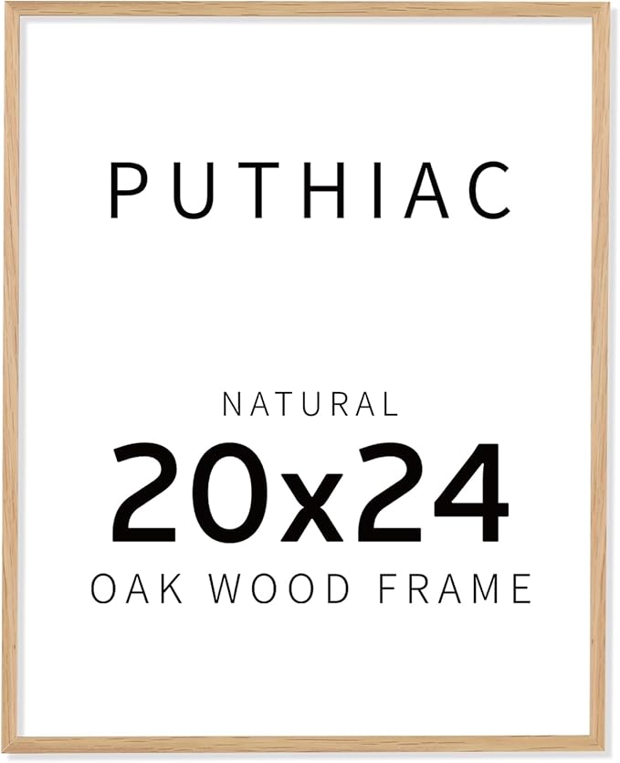 puthiac 20x24 Oak Wood Picture Frames -20"x24" Poster Frames for Wall, 20x24 Picture Frames for Wall, 20 x 24 Picture Frame, 20 x 24 Frames(1 Pack, Beige)