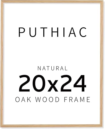 puthiac 20x24 Oak Wood Picture Frames -20"x24" Poster Frames for Wall, 20x24 Picture Frames for Wall, 20 x 24 Picture Frame, 20 x 24 Frames(1 Pack, Beige)