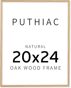 puthiac 20x24 Oak Wood Picture Frames -20"x24" Poster Frames for Wall, 20x24 Picture Frames for Wall, 20 x 24 Picture Frame, 20 x 24 Frames(1 Pack, Beige)