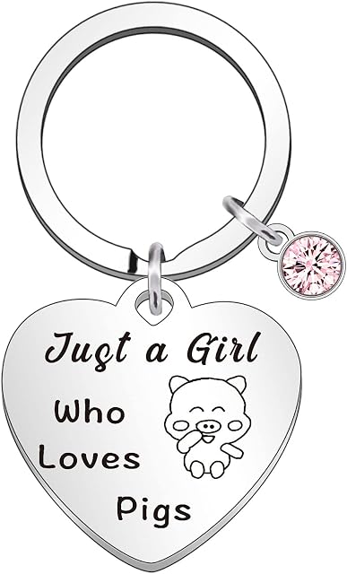 WTOPP Pig Lover Gift Just a Girl Who Loves Pigs Keyring Pig Jewelry Gifts Animal Lovers Gift Pig Keychain for Friends Girls Christmas Graduation Birthday Gift for Pig Lovers