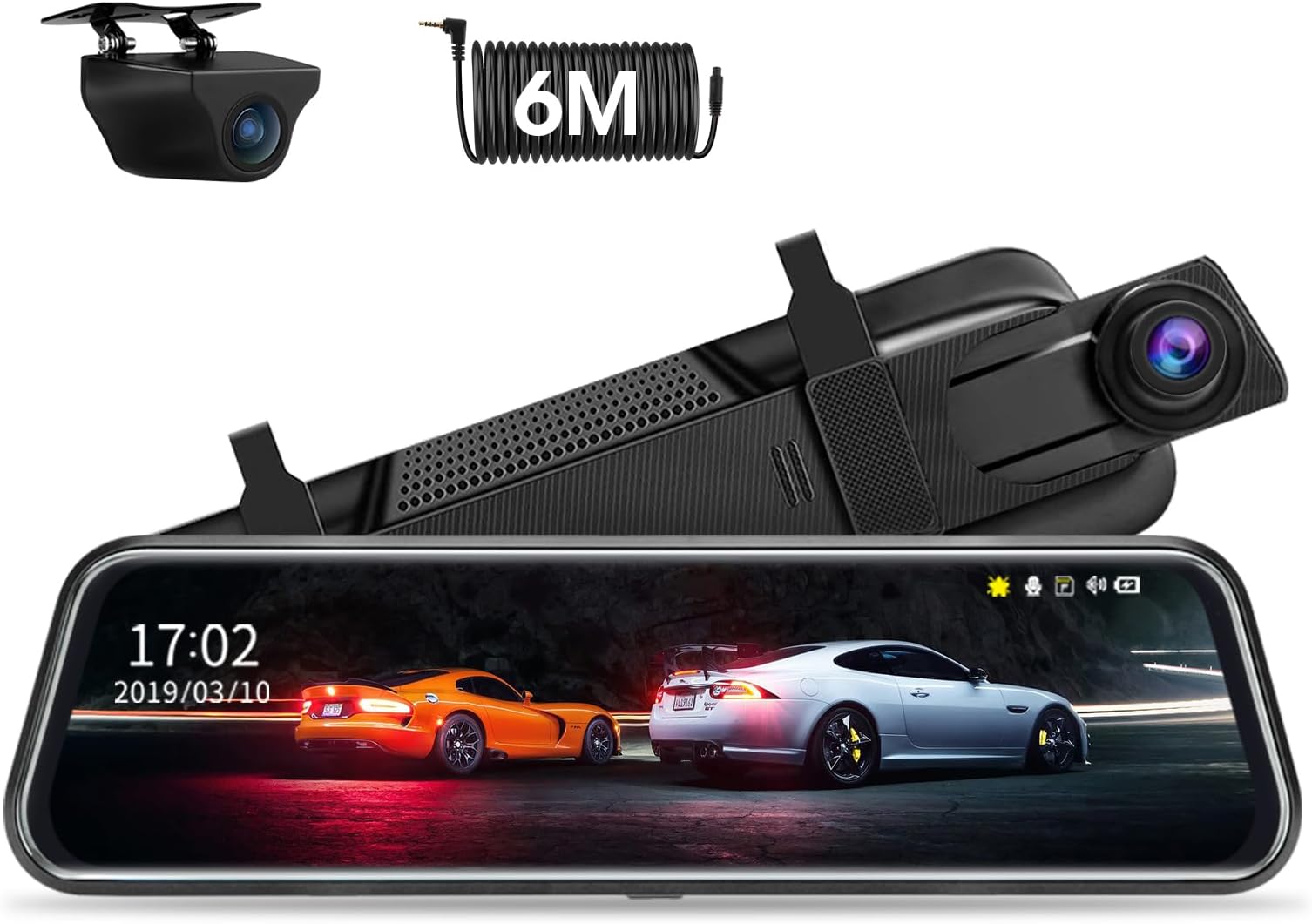 Upgraded 10'' Rear View Mirror Camera Mirror Dash Cam Front and Rear 1080P Backup Camera Full Touch Screen w Loop Recording, G-Sensor Night Vision 170ยฐ Wide Angle