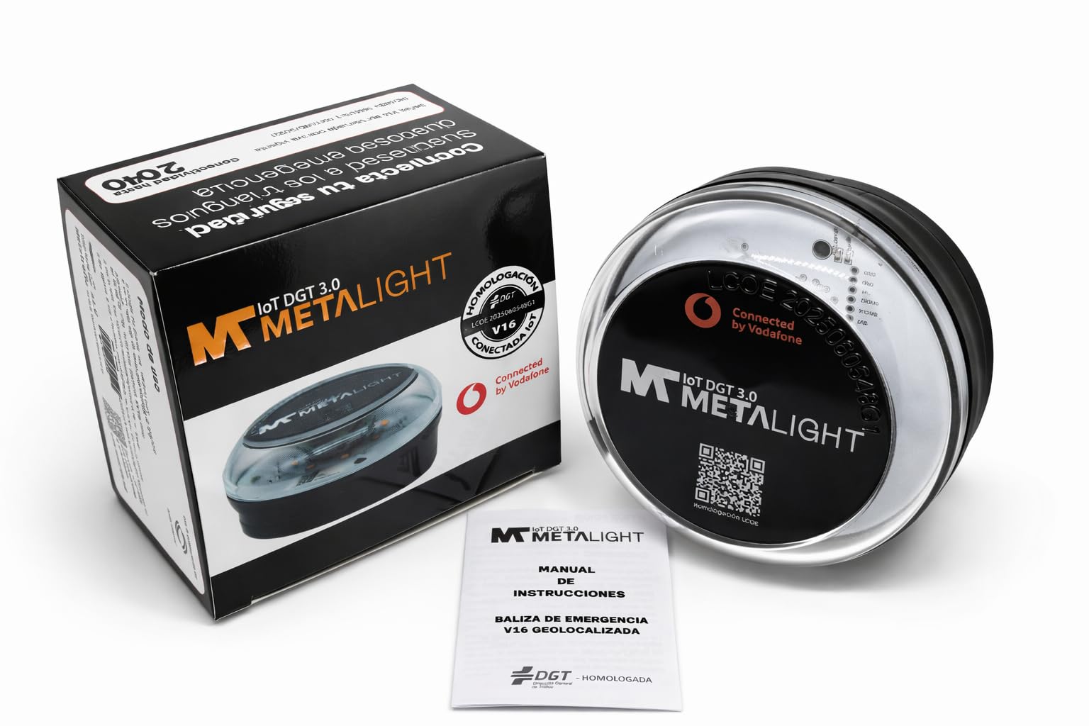Baliza V16 | Pack 2 Luces de Emergencia V16 para Coche Homologadas DGT 3.0 con Geolocalización | Balizas SOS Conectadas | LED 360° Alta Visibilidad | Fabricadas en España | Válidas hasta 2040