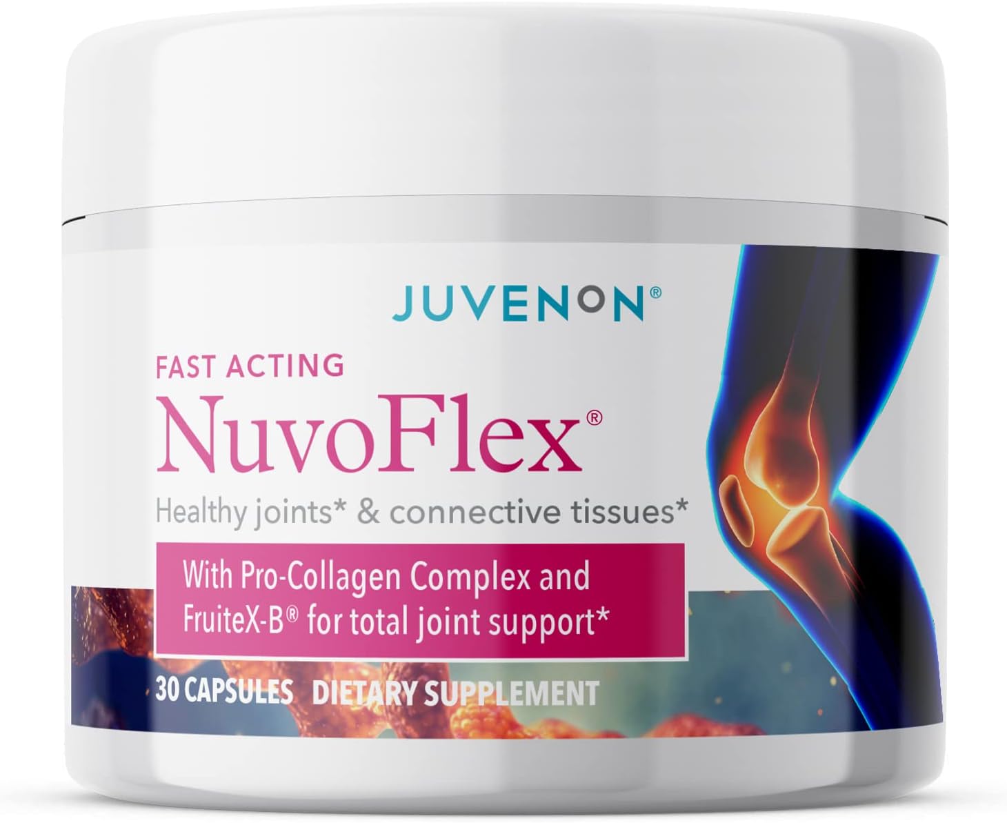 Juvenon NuvoFlex Joint Support - Advanced Joint Supplements for Women & Men (30 Capsules) - Collagen for Joints with FruiteX-B - Anti-Aging, Knee Pain & Bone Support