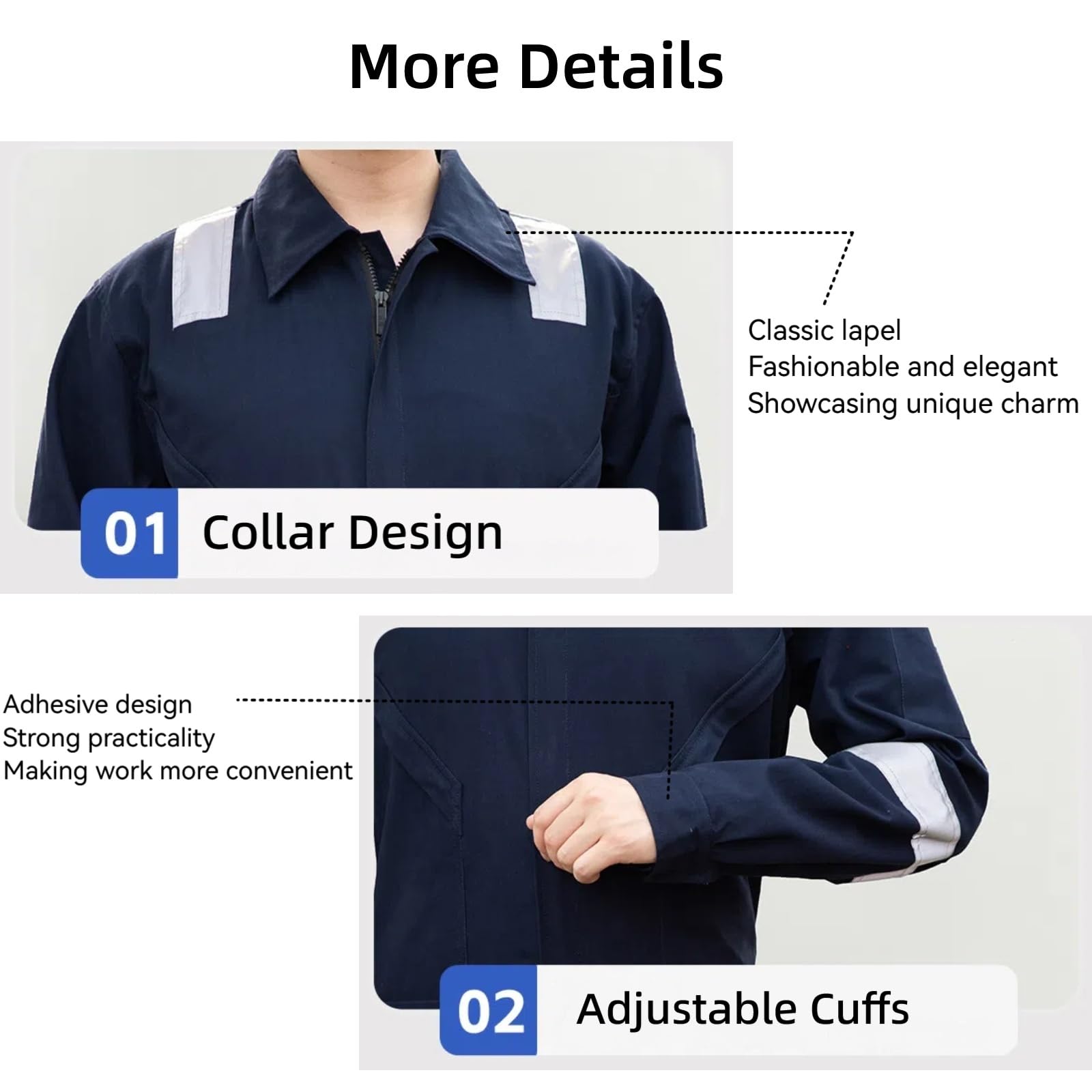 Maizoon Mono de Trabajo Manga Larga de Alta Visibilidad Algodón para Hombre con Cinta Reflectante Bolsillos Ropa de Trabajo para Mecánicos Carpinteros Taller