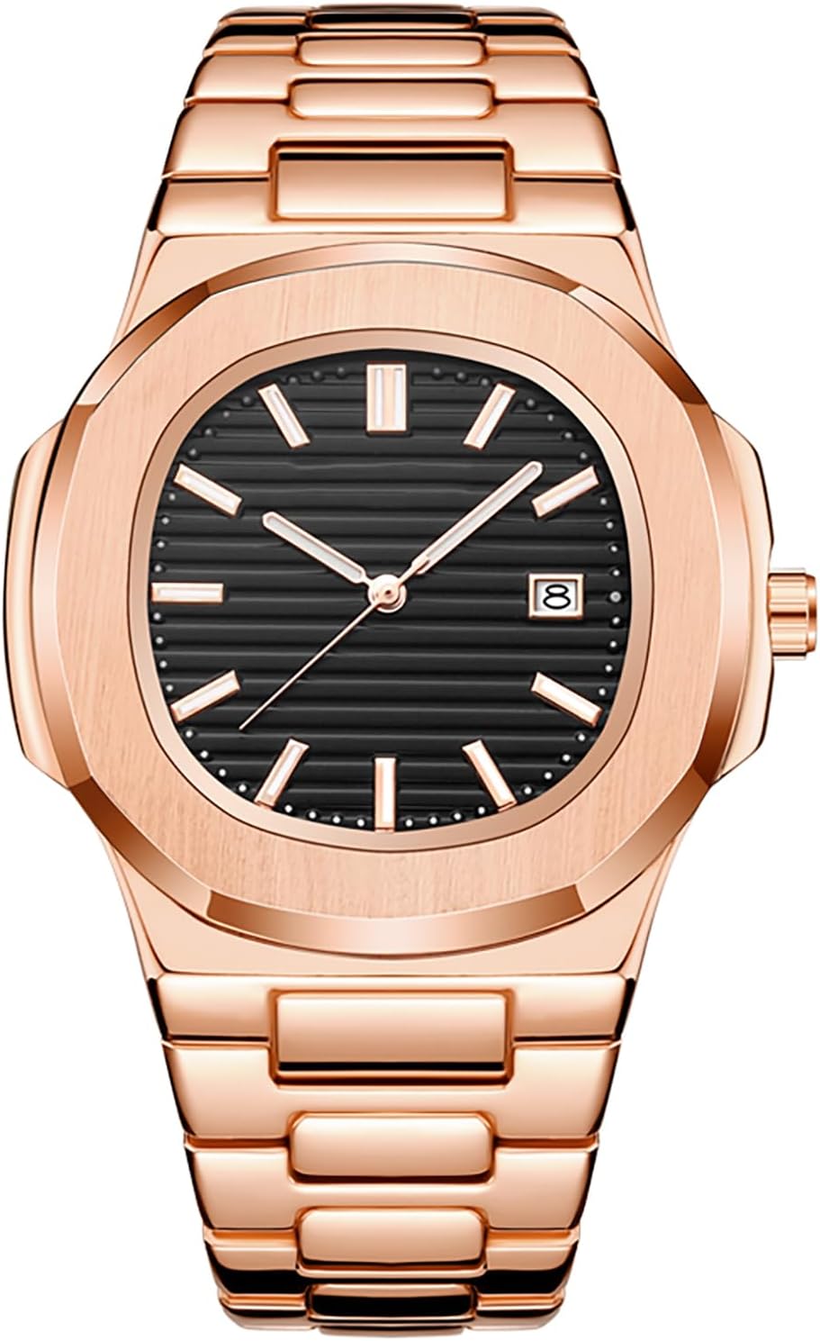 Wrist Watches for Men, Nautilus Stainless Steel Quartz Movement Date Luxury Diamond Style Men's Luminous Hands Casual Business Watches