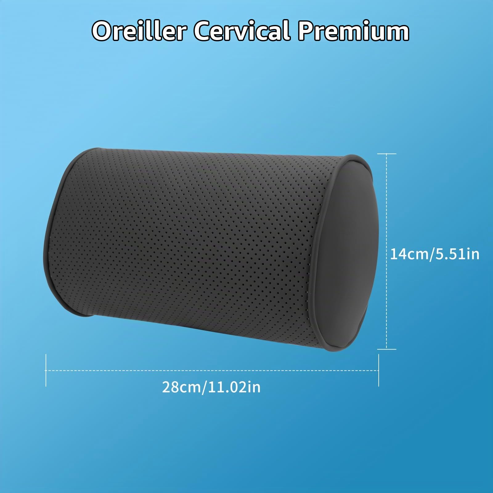 Coussins Appuie Tête Voiture, Support de Nuque D'appuie Repose-Tête Cervical Oreillers de Cou avec Cuir Mousse à Mémoire pour Le Siège d'Auto Conduite Passager Voyage, Noir, 2 Pièces