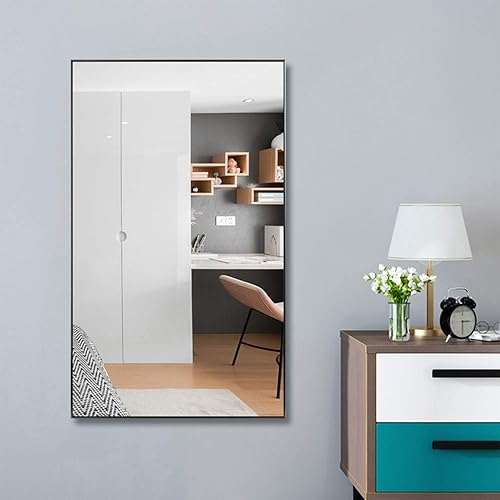 Miniatura 3 de ZHOWI - Espejo de tamaño de cuerpo completo, con marco de metal, para montar, reclinar o colgar en la pared del dormitorio, la sala de estar o el