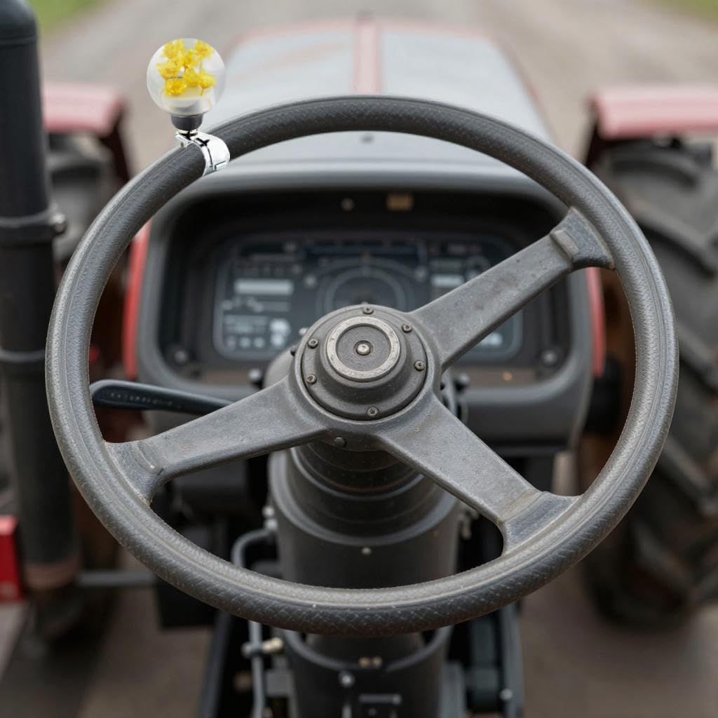 Lunsom Flower Shape Steering Wheel Spinner Knob, Resin Power Handle Suicide Spinner Turning Assist Grip Ball Fit for Tractors, Forklifts, Lawn Mowers,Yellow