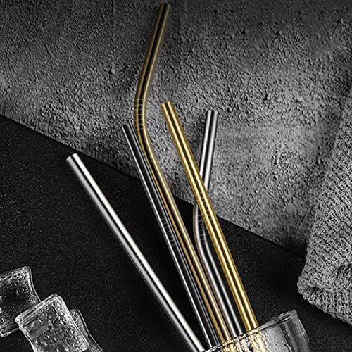 Miniatura 7 de Pajitas de metal de acero inoxidable, paquete de 50 pajitas reutilizables a granel de 8.5 pulgadas, color negro, todas las pajitas curvadas dobladas