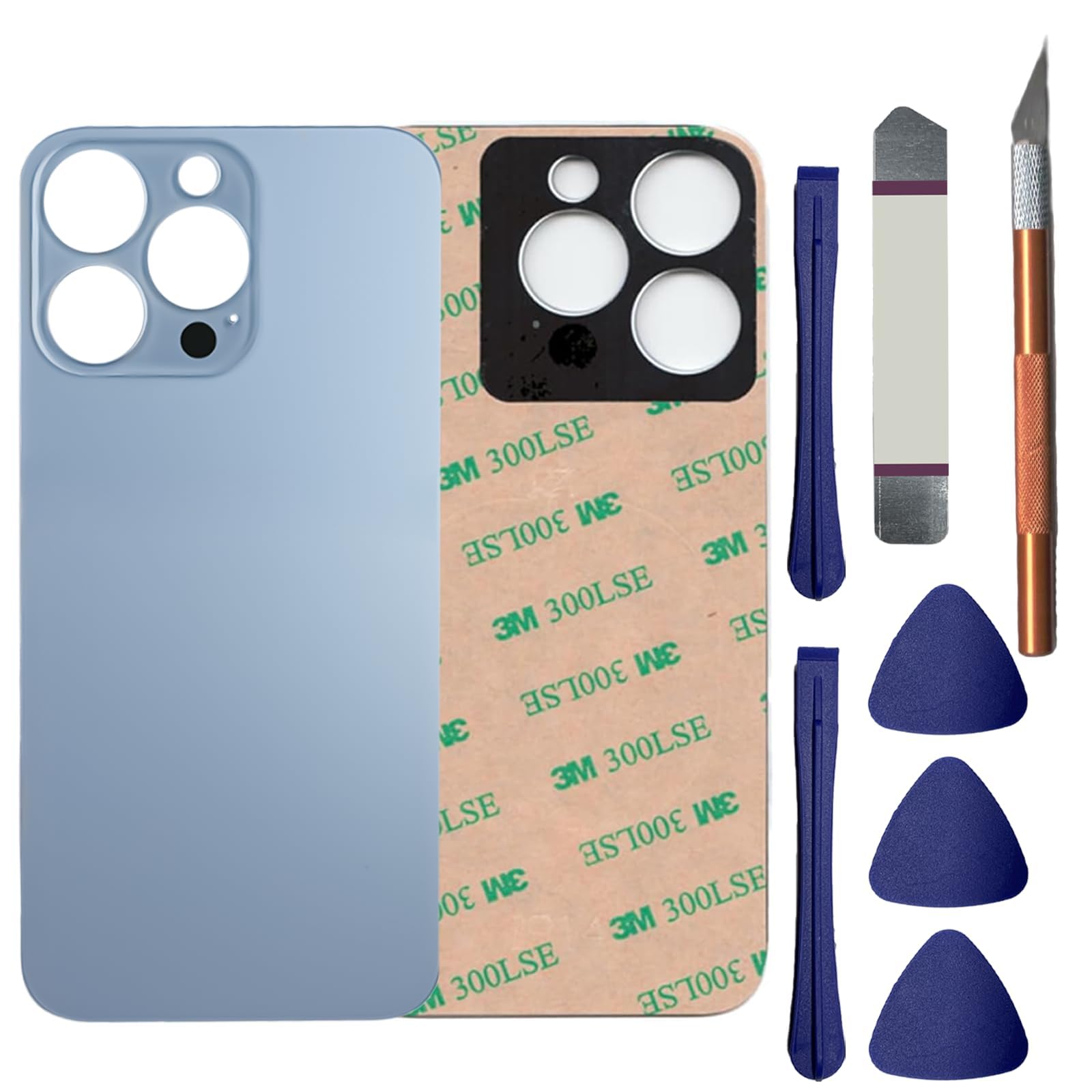 Vitre arrière de rechange pour iPhone 13 Pro Max bleu avec kit outils - 6