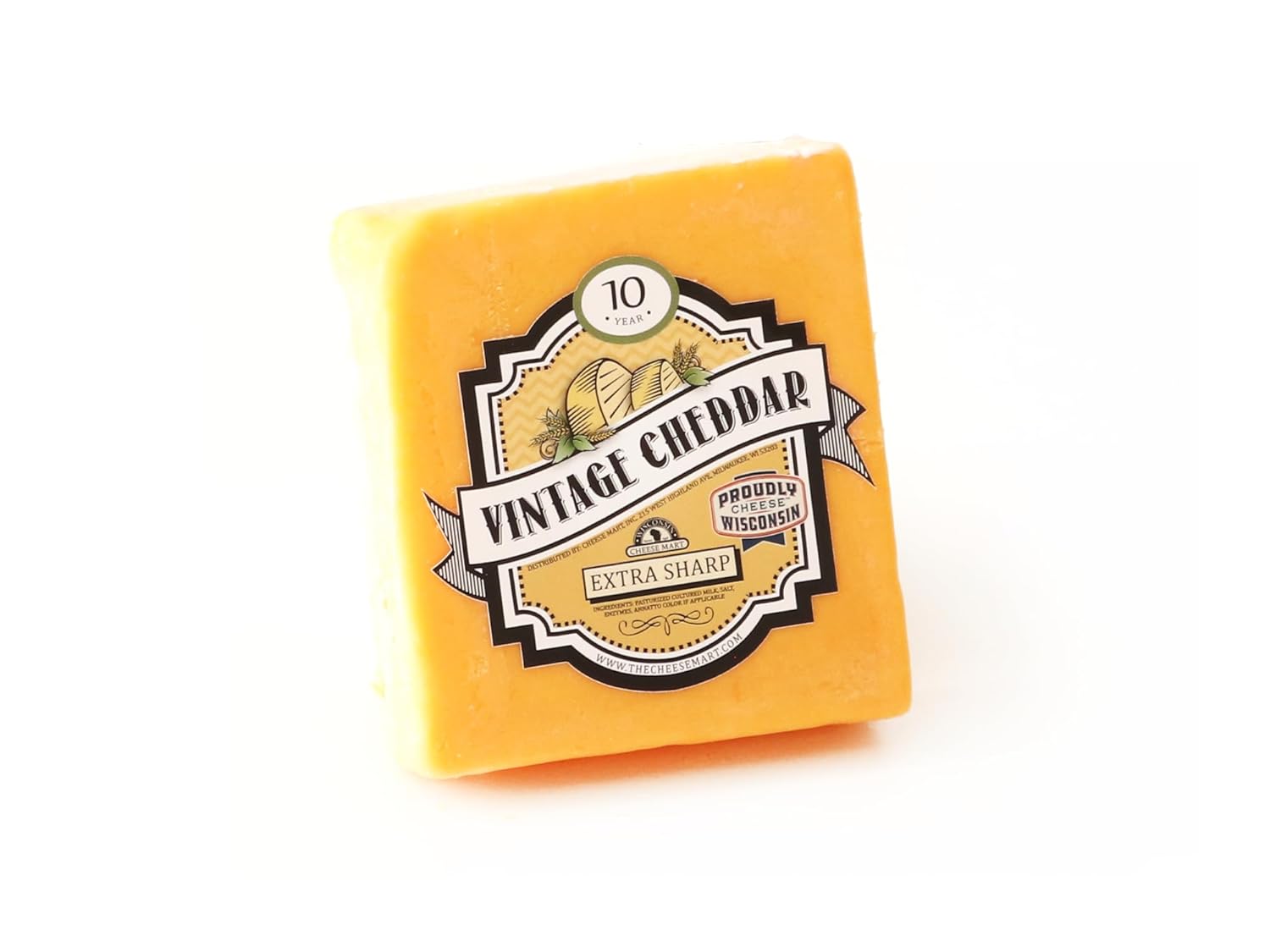 Aged Yellow Cheddar Cheese - 10 Years | 8 oz Piece | Extra Sharp, Bold & Tangy Authentic Wisconsin Yellow Cheddar Cheese Aged for 10+ Years (2-Pack)
