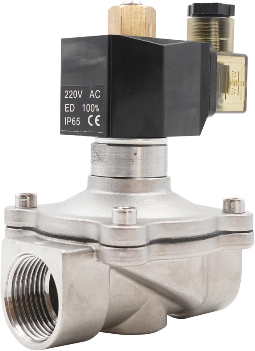 304 Stainless Steel Normally Open Electric Solenoid Valve G3/8" to G2 Pneumatic Valve for Water Oil Gas AC220V DC12V DC24V IP65(AC 110V-EPDM,1.5 Inch)