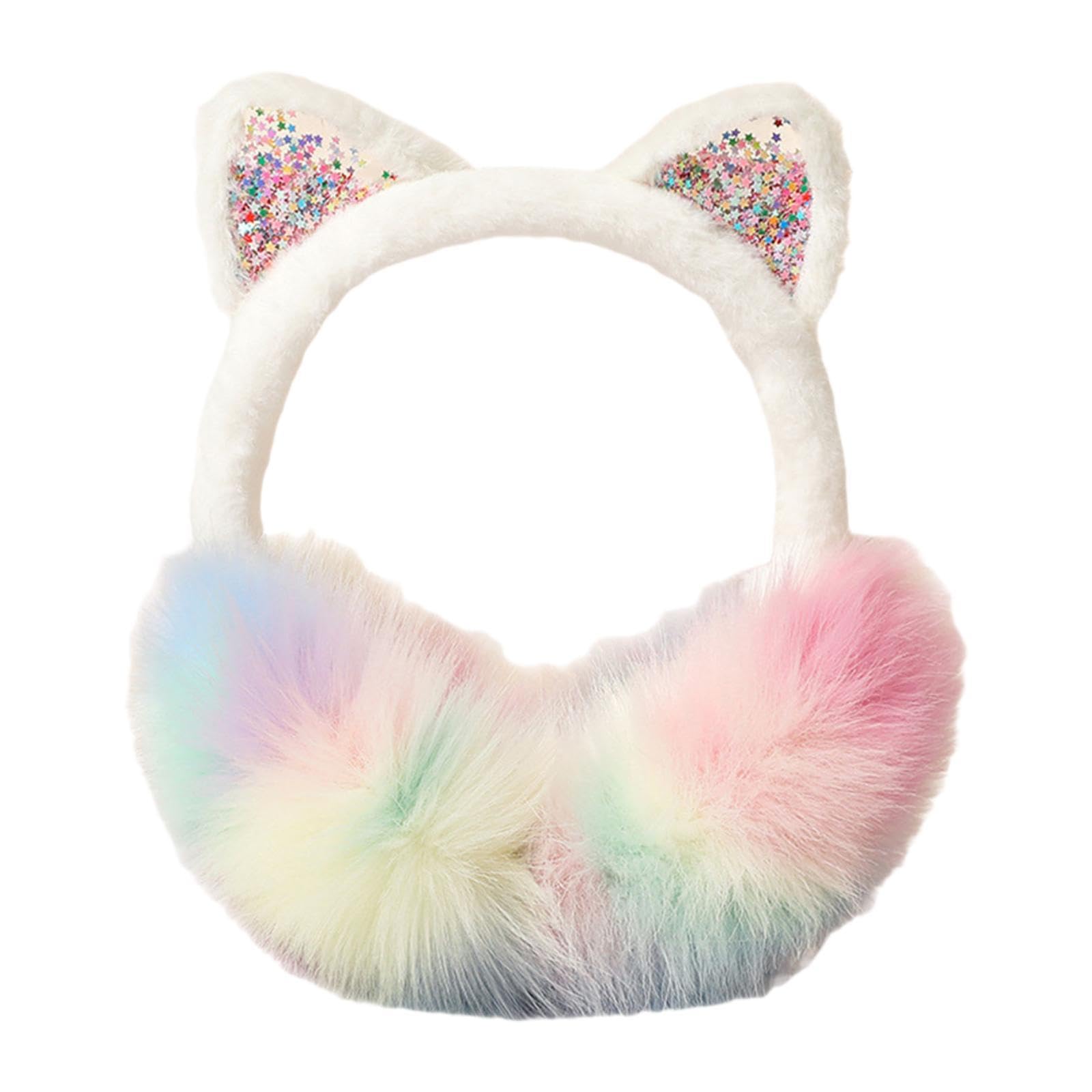 Cat Ear Earmuffs Casual for Cold Weather Plush Earmuffs for Girls Women Teen White-image-48