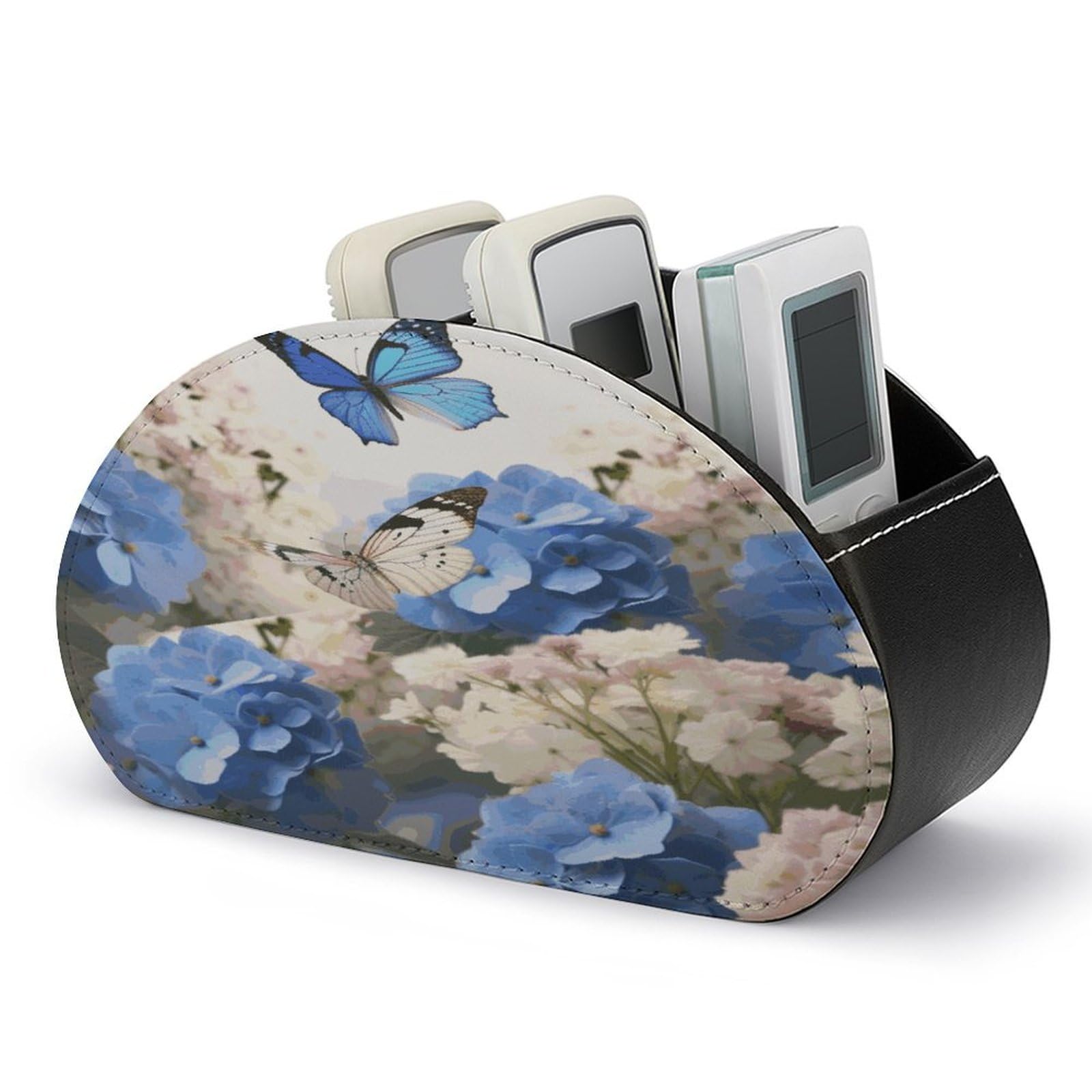 Btcowzrv Style Hydrangeas Daisies Butterflies Remote Control Holder With 5 Compartments
