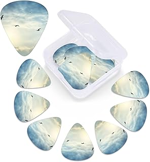 Birds Flying Away Over Sky print Guitar Picks 12 Pack Personalized Guitar Picks with Storage Box Guitar Accessories for Ukulele Electric Acoustic Guitars Bass