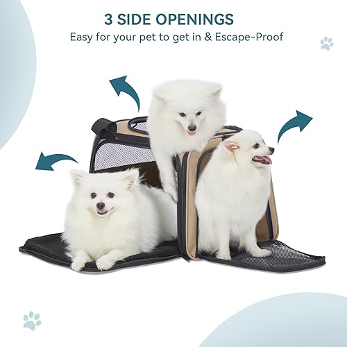 Vista 12 de PETSFIT Transportador de mascotas, transportador de perros aprobado por aerolíneas, plegable de lados suaves, aprobado por la TSA para gatos Azul