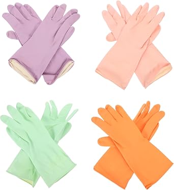 Luxshiny 4 Pairs Dishwashing Gloves Reusable Cleaning Gloves Reusable Cleaning Cooking Gloves Oven Gloves Kitchen Cleaning Gloves Large Dish Washing Gloves Small Gloves Washing Gloves Emulsion
