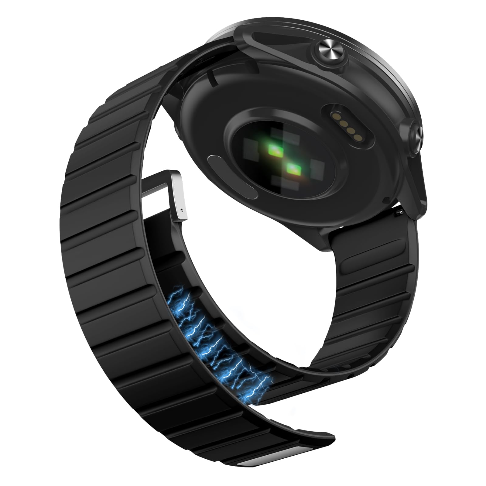 MYSNBKN 22 mm Magnetic Watch Strap for Coros Pace 4/Pace 3/Apex Pro/Apex 2 Pro/Apex 46 mm, Silicone Watch Band for Venu 2/vivoactive 4/Forerunner 255/265/570 47MM/Active Max