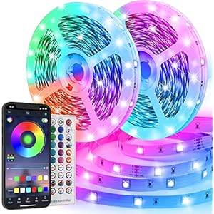 TVLIVE LED Strip, Bluetooth RGB LED 15 m, Colour Changing LED Strip with App Control, Music Mode, Colourful Fairy Lights for Bedroom, Living Room, Bar Decoration