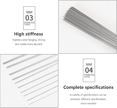 Stainless Steel Spring Wire Full Hard Wire Straight Wire for Industrial Use, Length 50cm (19.6In),30Pcs,Diameter:1.3mm