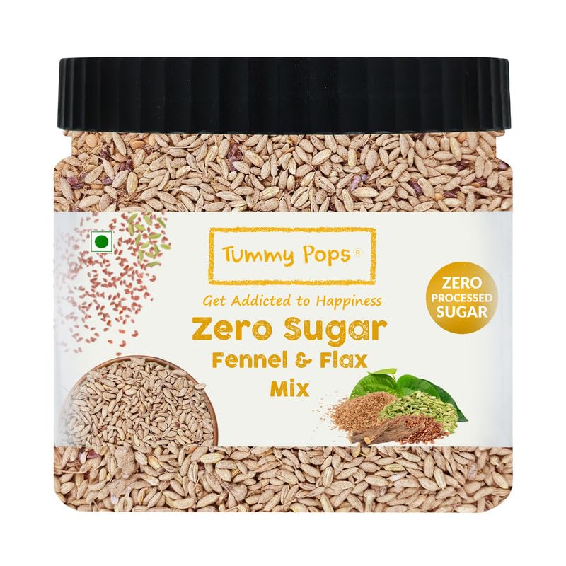 Image of Tummy Pops ZERO SUGAR - Fennel & Flax Mix | Naturally Sweet & Crunchy Mukhwas | 350gm Pack