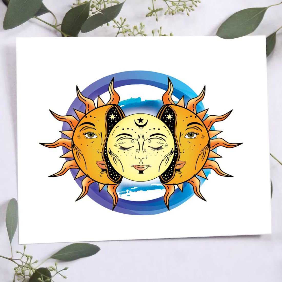 New Sun And Moon Tattoo Sticker Fake Tattoo For Male And Female Waterproof Tattoo Sticker-image-45