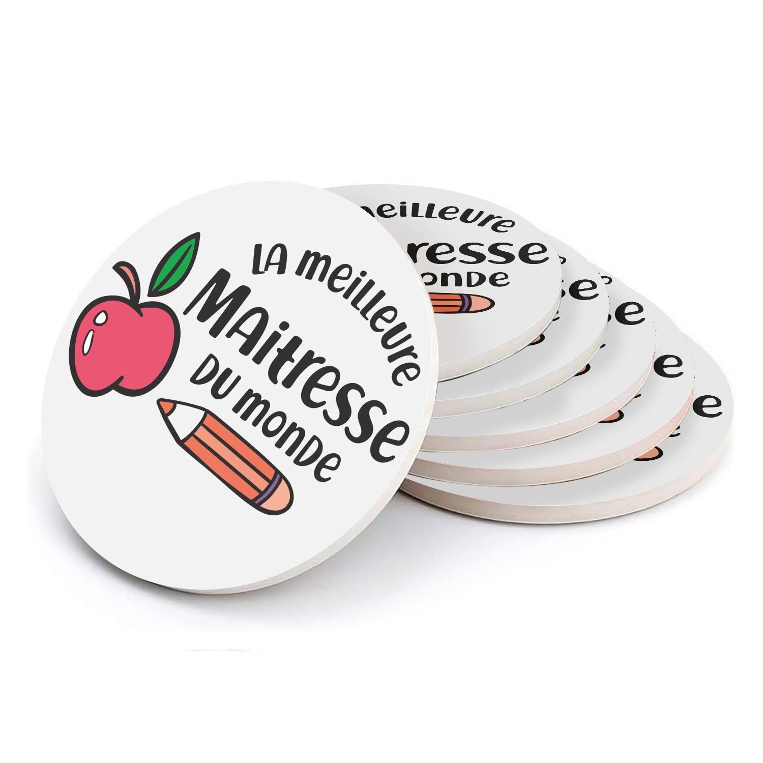 Sous-verres ronds en céramique anti-taches pour bureau école