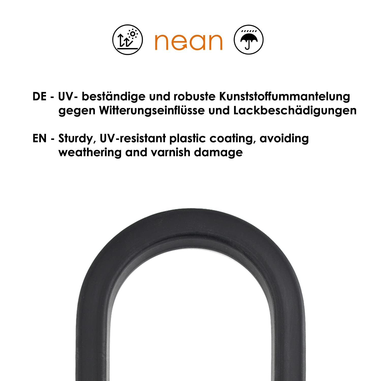 nean massives Bügel Fahrradschloss Bügelschloss mit Halterung und 2x Sicherheit Security Schlüssel, Höchste Sicherheitsstufe A, 16 x 16 mm, 330 x 167mm, schwarz