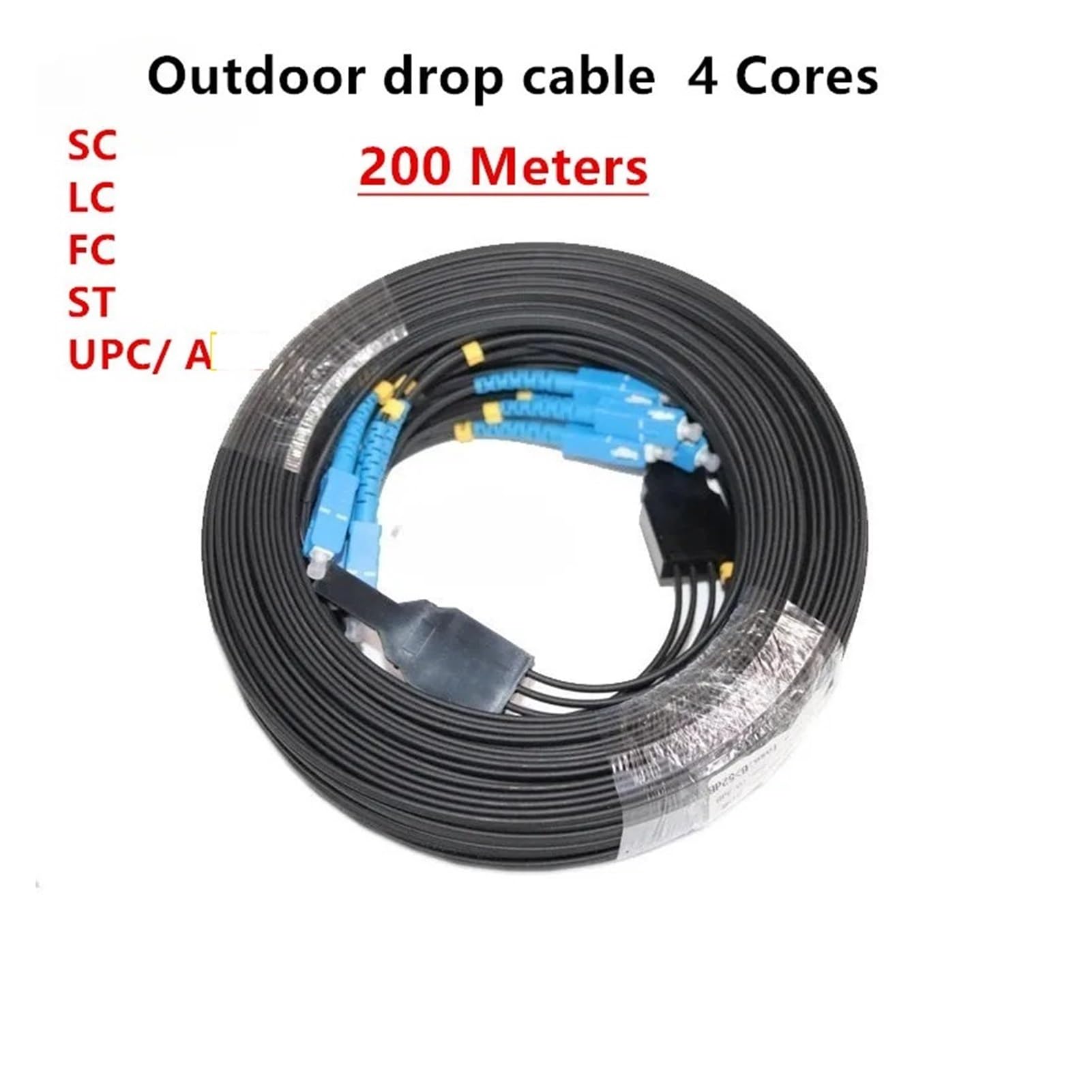 Cavalier de Cordon de Brassage Fibre SC avec connecteur LC SC FC St UPC A-pc, FTTH extérieur, 3 Acier, 4 cœurs, 200 m(FC UPC to FC UPC)