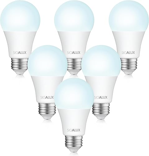 Sigalux Bombillas LED equivalentes a 100 W, bombillas estándar de luz diurna A19 de 5000 K, color blanco, no regulables de 13 W, con base media E26,