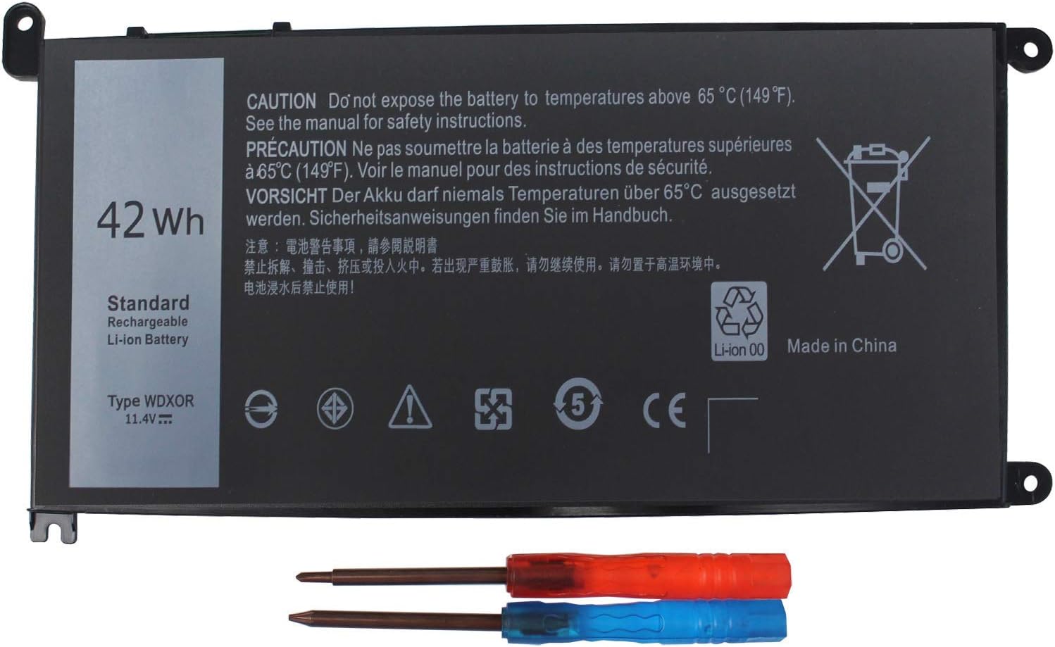 42WH WDX0R Laptop Battery for Dell Inspiron 13-5378 13-7368 14-7460 15-5568 5567 7560 7569 17-5770 Inspiron 13 5379 Inspiron 15 7570 WDXOR 3CRH3