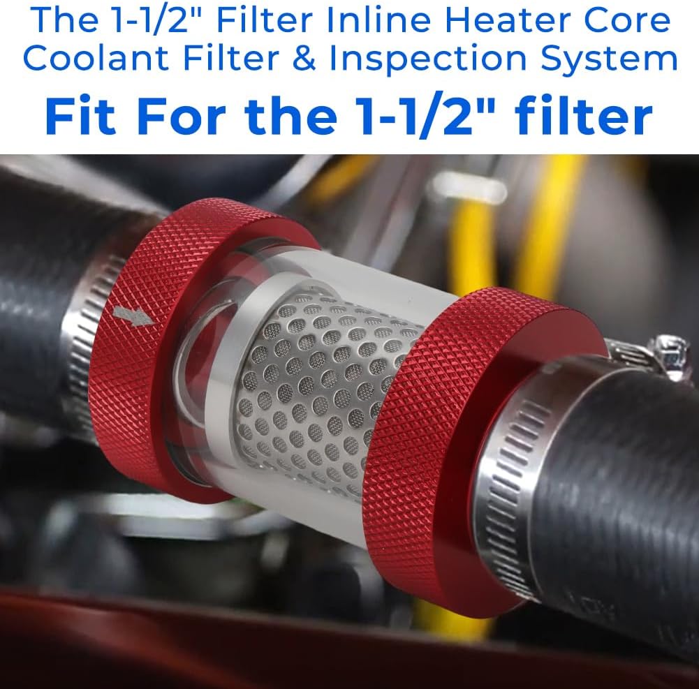1-1/2" Universal Filter Inline Heater Core Coolant Filter Red