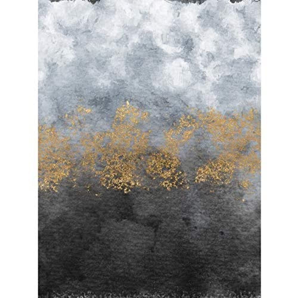 Wee Blue Coo Abstract Grey Gold Watercolour Unframed Art Print Poster Wall Decor 12x16 inch