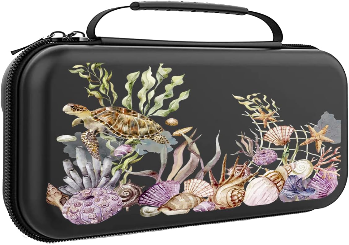 Turtle Switch Case For Nintendo Switch OLED/Switch Accessories, Ocean Carry Protective Bag, Cute Travel Game Console Cases, Controller Hard Shell Holder With 20 Cartridge Slot MB56