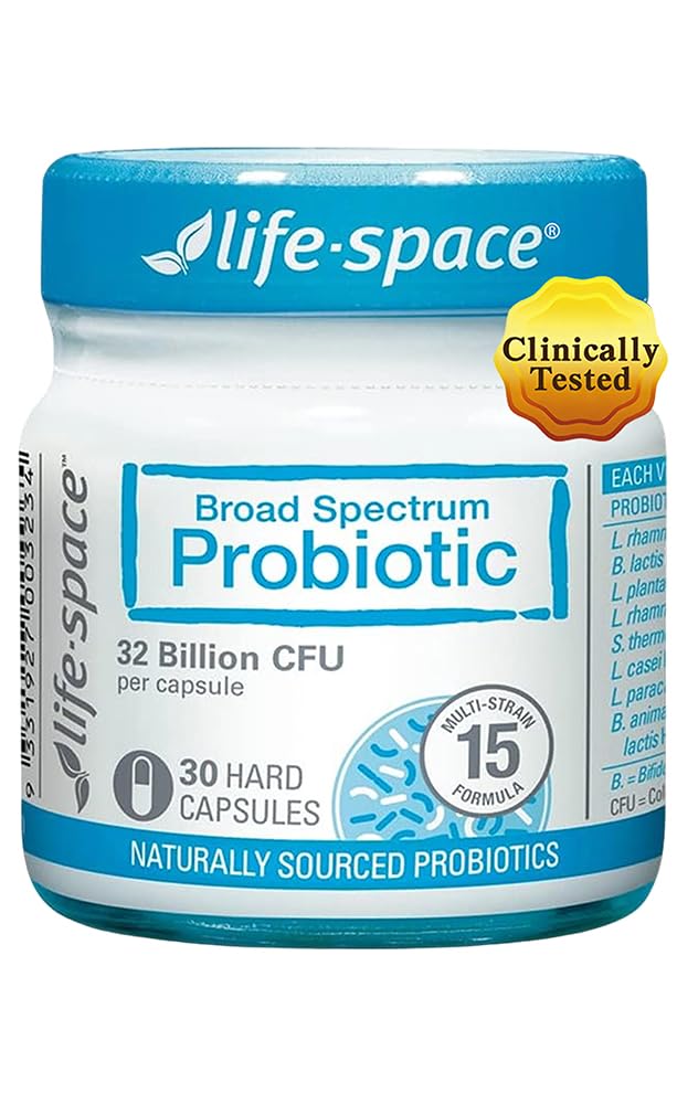 Life-Space Premium Broad Spectrum Probiotics, Clinically Proven, 32 Billion CFU & 15 Diverse Strains, Formulated for Daily Digestive Health & Immune Health, Probiotics for Women & Men, 30 Veg Capsules