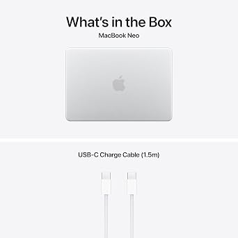Apple MacBook Neo 13-inch Laptop with A18 Pro chip: Built for AI and Apple Intelligence, Liquid Retina Display, 8GB Unified Memory, 256GB SSD Storage, Silver; with Apple 20W USB-C Power Adapter