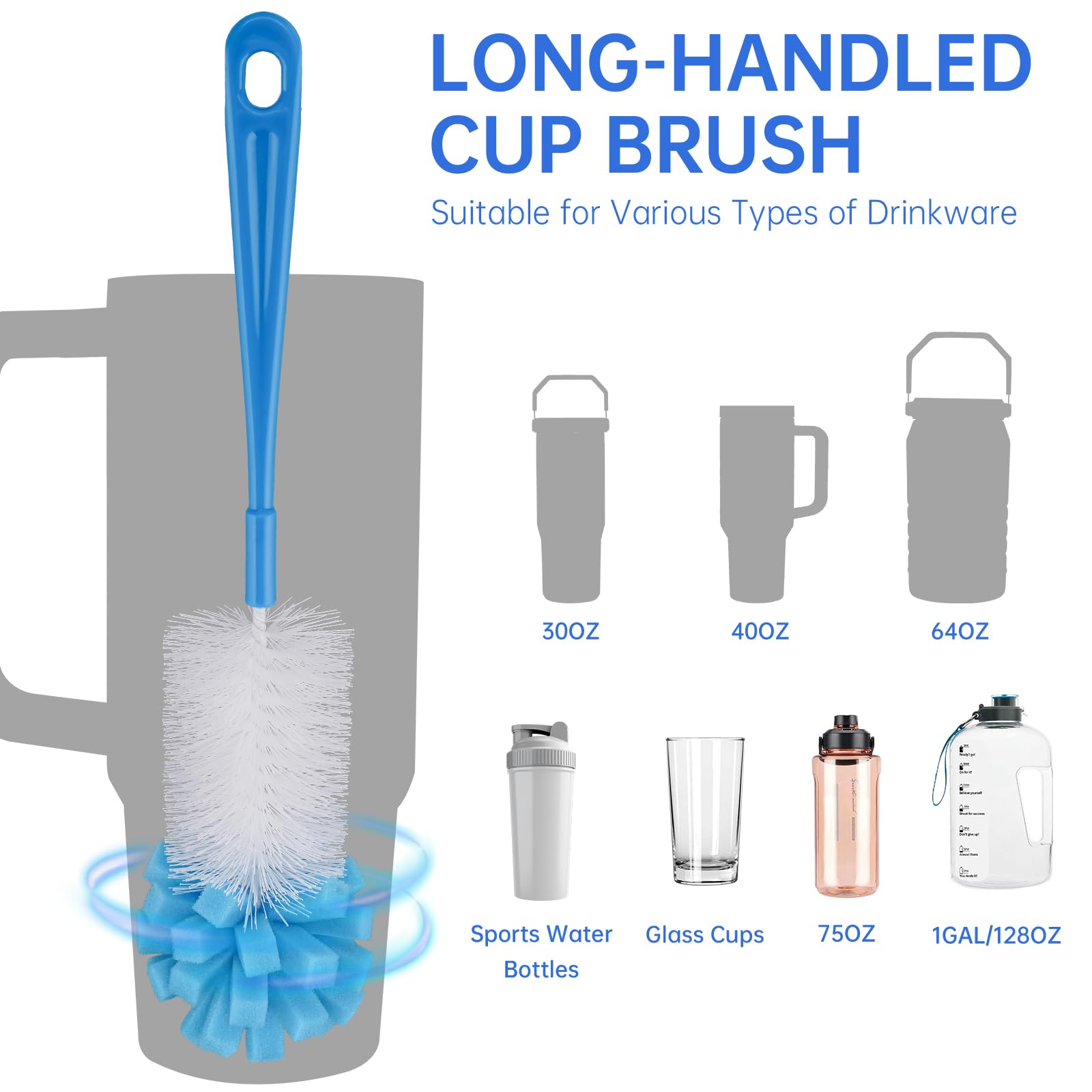 NiHome 8 Pack Bottle Brush Cleaning Kit for Stanley Tumbler 12" Extra Long Straw Brushes - Image 2