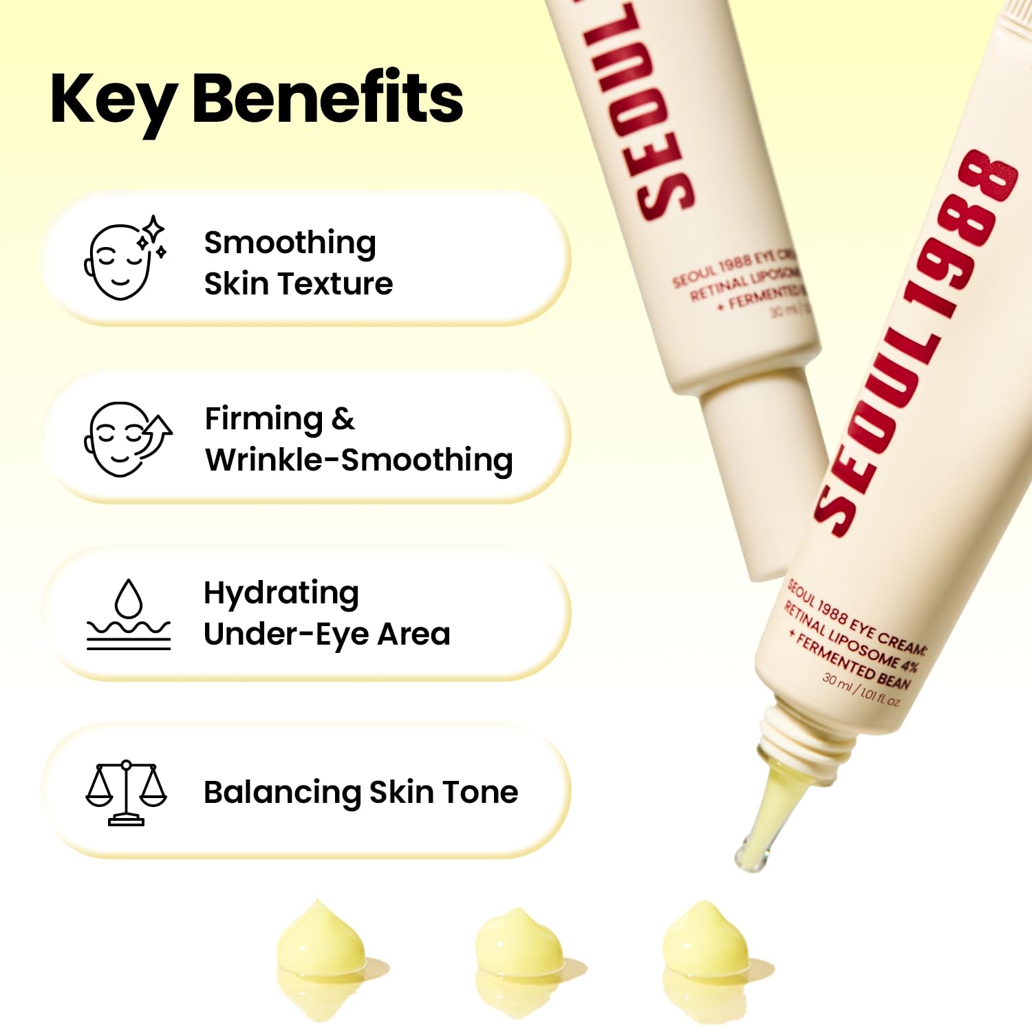KSECRET SEOUL 1988 Crema de ojos: liposoma retiniano 4% + frijol fermentado, cuidado de arrugas, antienvejecimiento, elasticidad de la piel, pigmentación, retinol, 1.0 fl oz/1.01 onzas líquidas