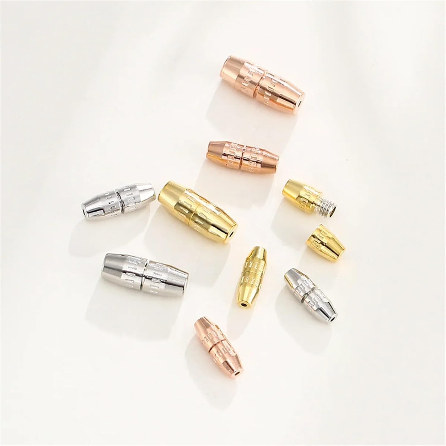 DIY Bracelet Ends with Screw Clasps 925 Sterling Silver Screw Thread Bracelet Necklace Clasp Connectors DIY Jewelry Making Supplies(Style F-Rose Gold)
