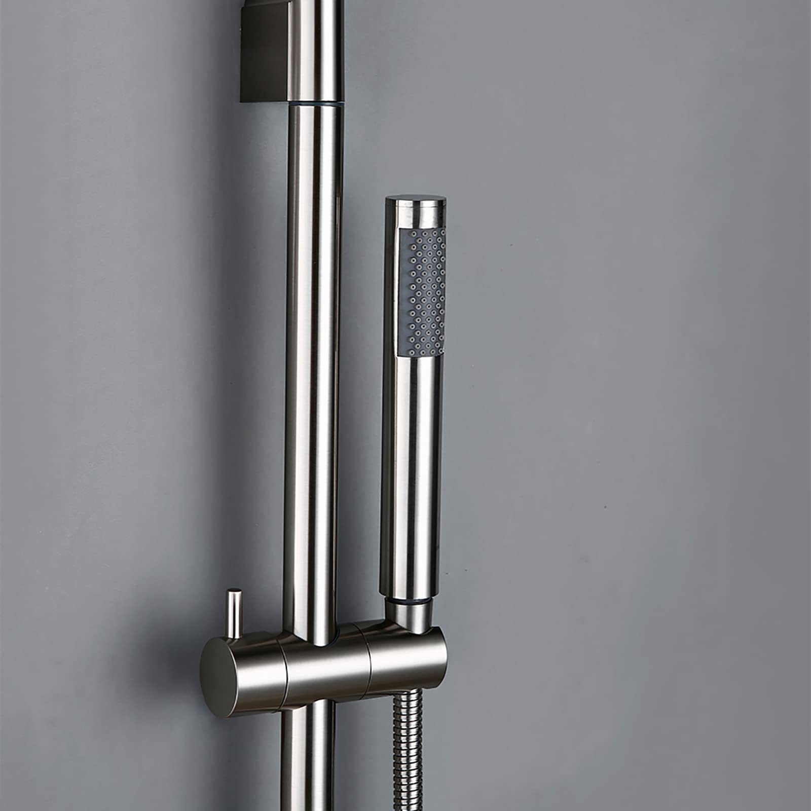 Asta Doccia Spazzolato Saliscendi Doccia 304 Acciaio Inox Asta Doccia Saliscendi Completo da Parete Regolabile Saliscendi per Doccia Completo con Doccetta, Tubo 150 cm, Supporto Regolabile