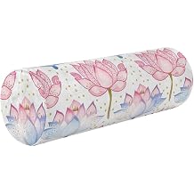 Water Lily Peach Summer Boho Decorative Neck Roll Pillow Cover Scenario Round Pillow Cases Cervical Cylinder Lower Back Support