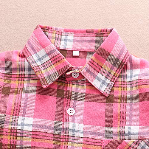 Image of Phorecys Girls' Plaid Flannel Shirt Long Sleeve Button Down Buffalo Checkered Shirt 2T-10 Years