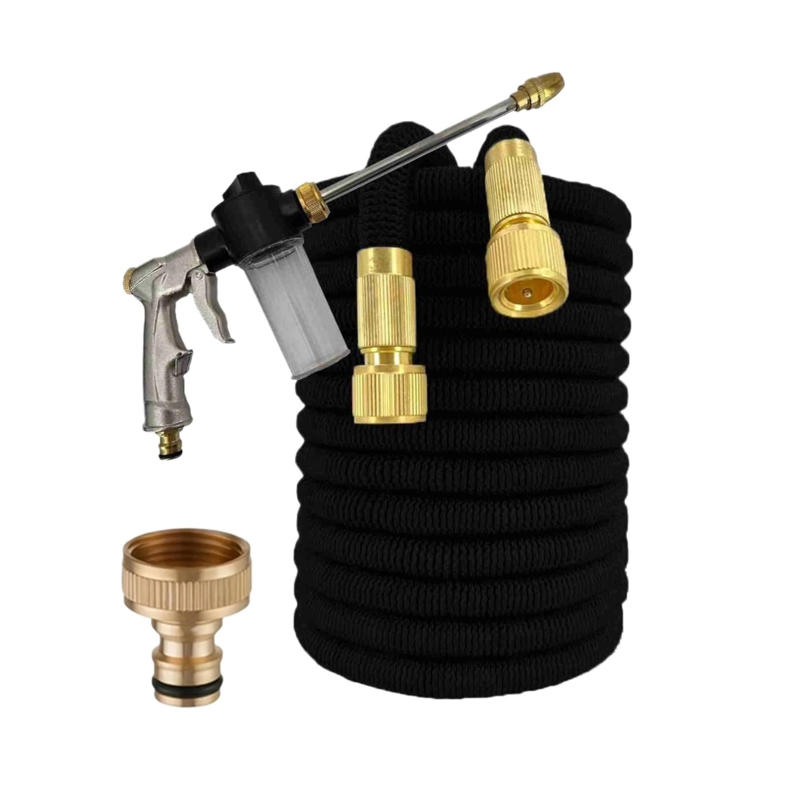 Manguera de jardín Extensible, Conector bimetálico, Manguera Extensible de Alta presión para riego de Jardines/Agricultura/Lavado de Coches (38 Metros)