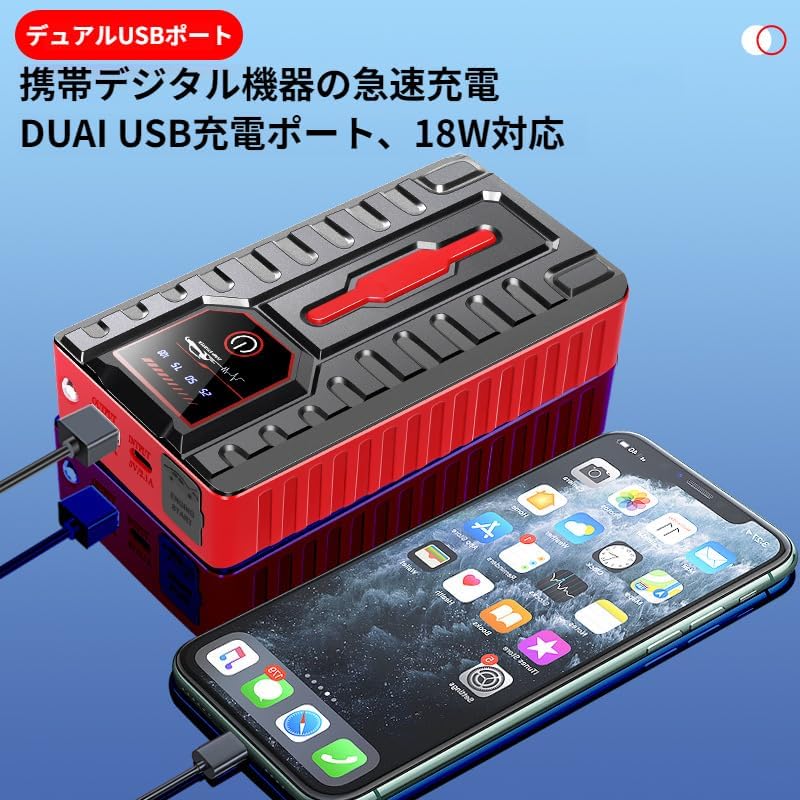 バッテリー ジャンプスターター 車載充電器 充電器 車 ジャンプ