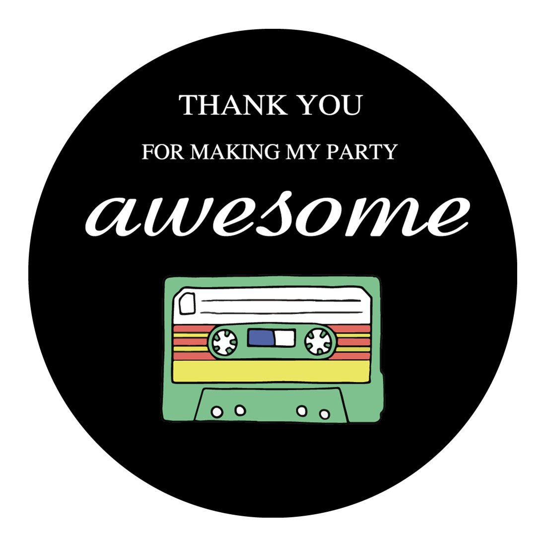 MAGJUCHE 80s Retro Thank You Stickers, Totally 1980s Party Sticker Labels for Favors, Boxes, Party Supply, 2 inch Round, 40-Pack