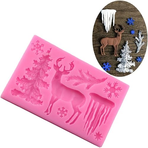 Miniatura 3 de Vctitil Molde de silicona de Navidad, molde de fondant de reno, de copo de nieve, molde para galletas, moldes de dulces de chocolate para decoración