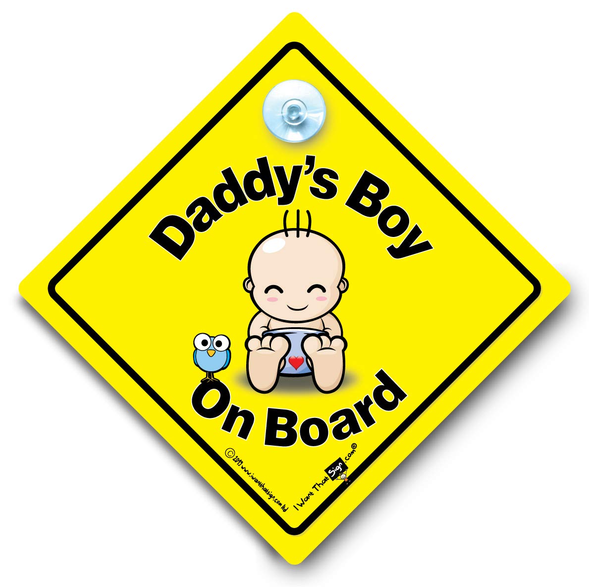 Daddy's Boy On Board Car Sign Baby on Board Sign Suction Cup Car Window Sign