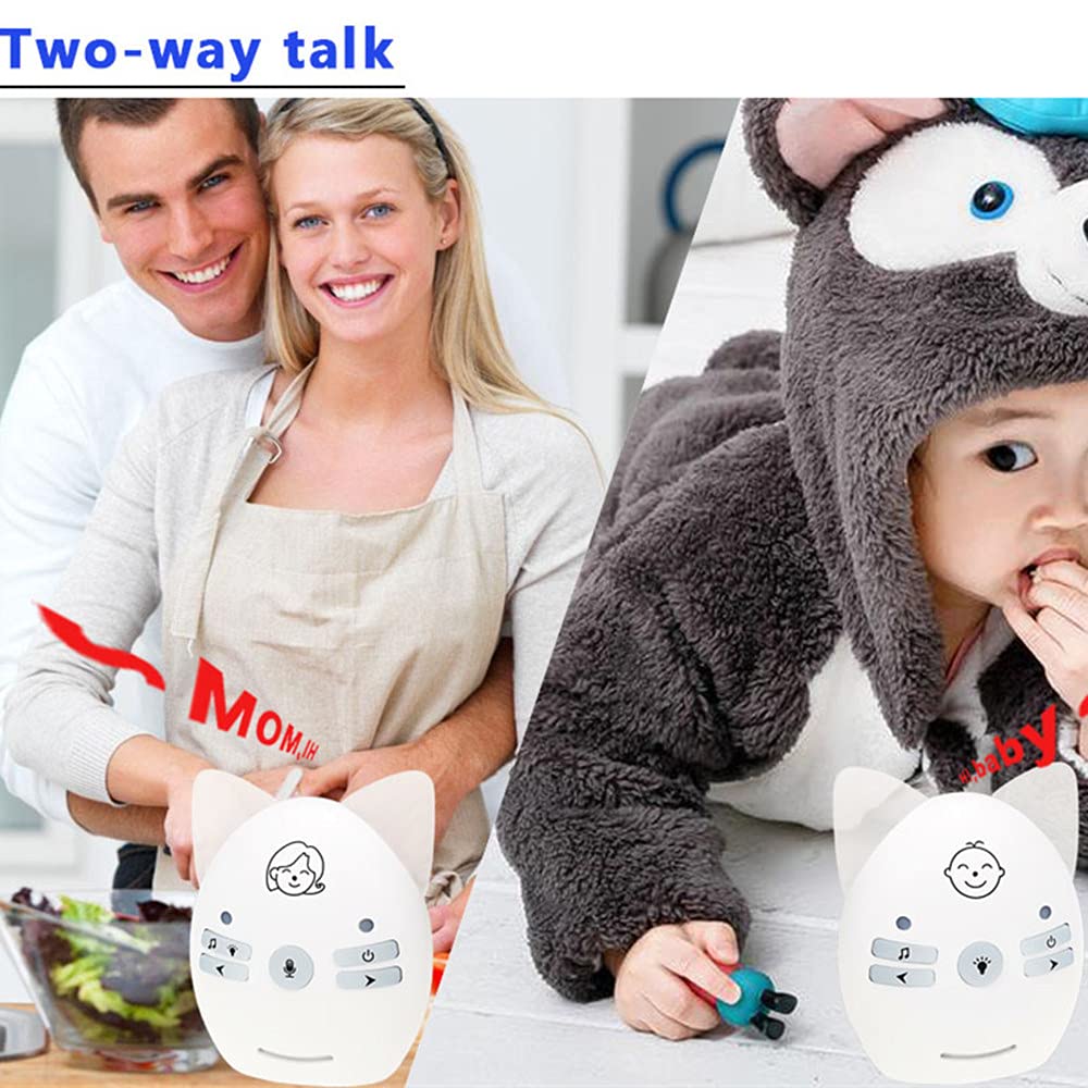 Bébé Moniteur Portable sans Fil, Ecoute-bébé Babyphone 2.4GHz, Talkie-walkie, Interphone Bidirectionnel, Audio, veilleuse, Diffusion Vocale Numérique (Rose)