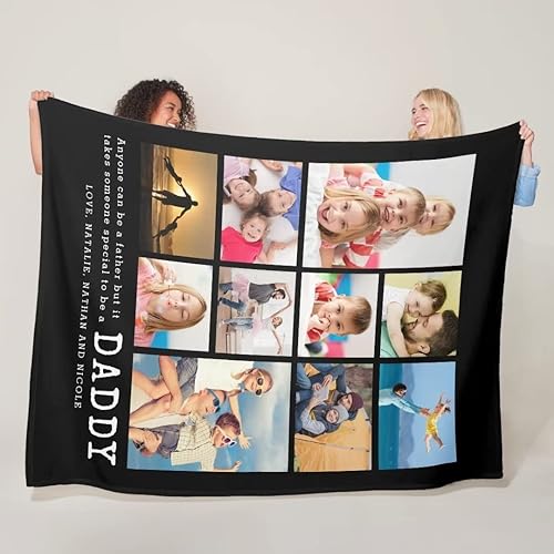 Miniatura 4 de Cityseasons Manta personalizada con texto fotográfico, mantas personalizadas de franela de vellón para cumpleaños familiar, Navidad, Halloween,