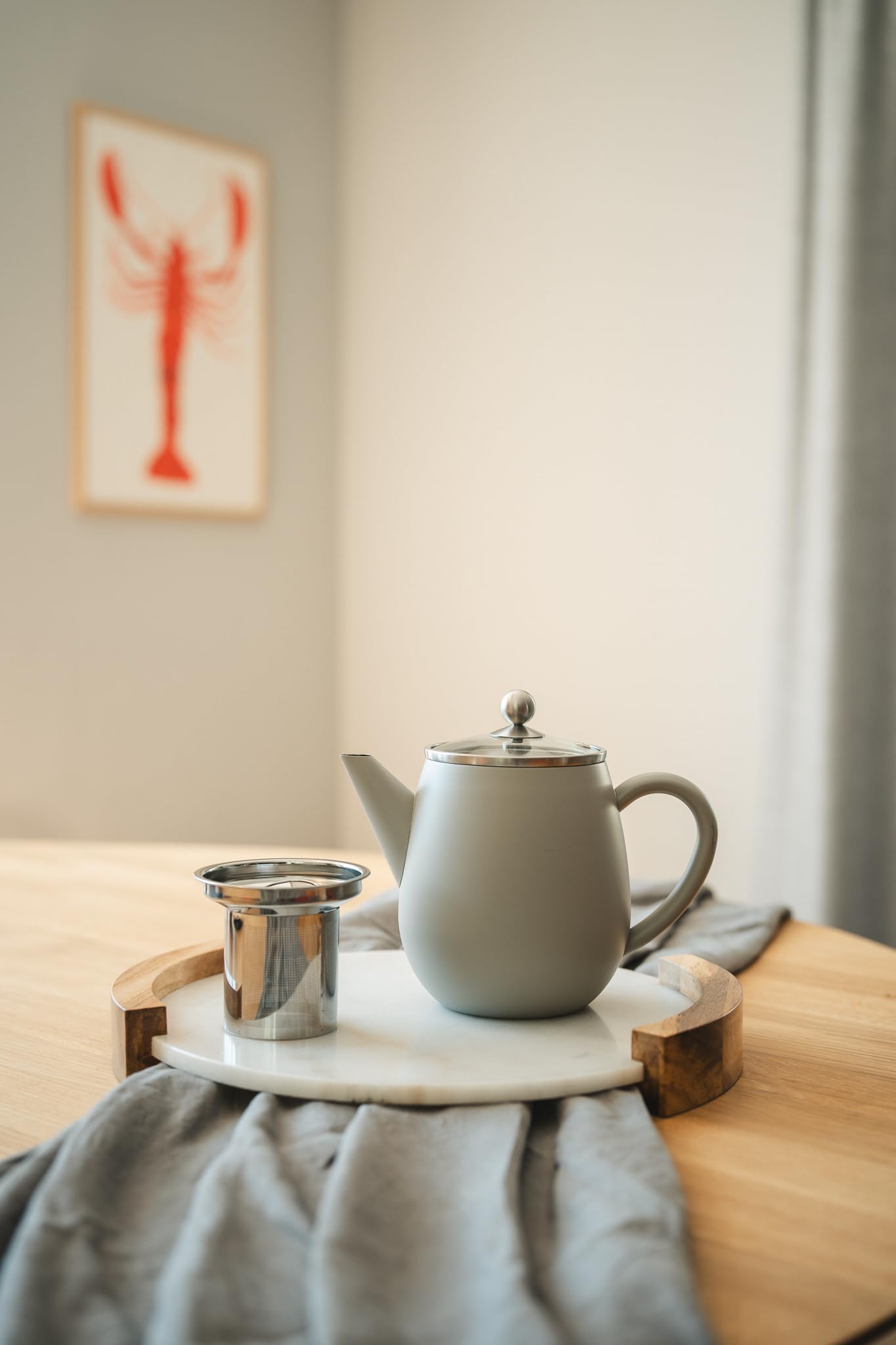 Bredemeijer - Théière double paroi Eva - 1,1 litre - Gris béton - Avec filtre